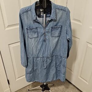 Denim Tunic Dress with Pockets